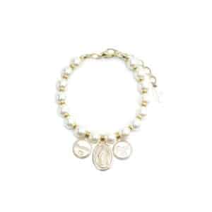Pulseira de Pérolas Tulipas e Pingentes